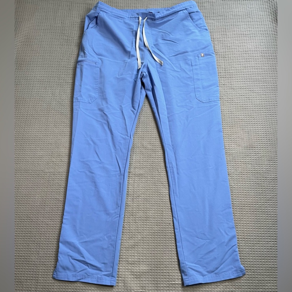 Figs Yola Scrub Pants XLT XL Tall Womens High Rise Slim Leg Ceil Blue Stretch